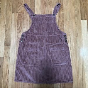 Dusty pink corduroy overall dress
